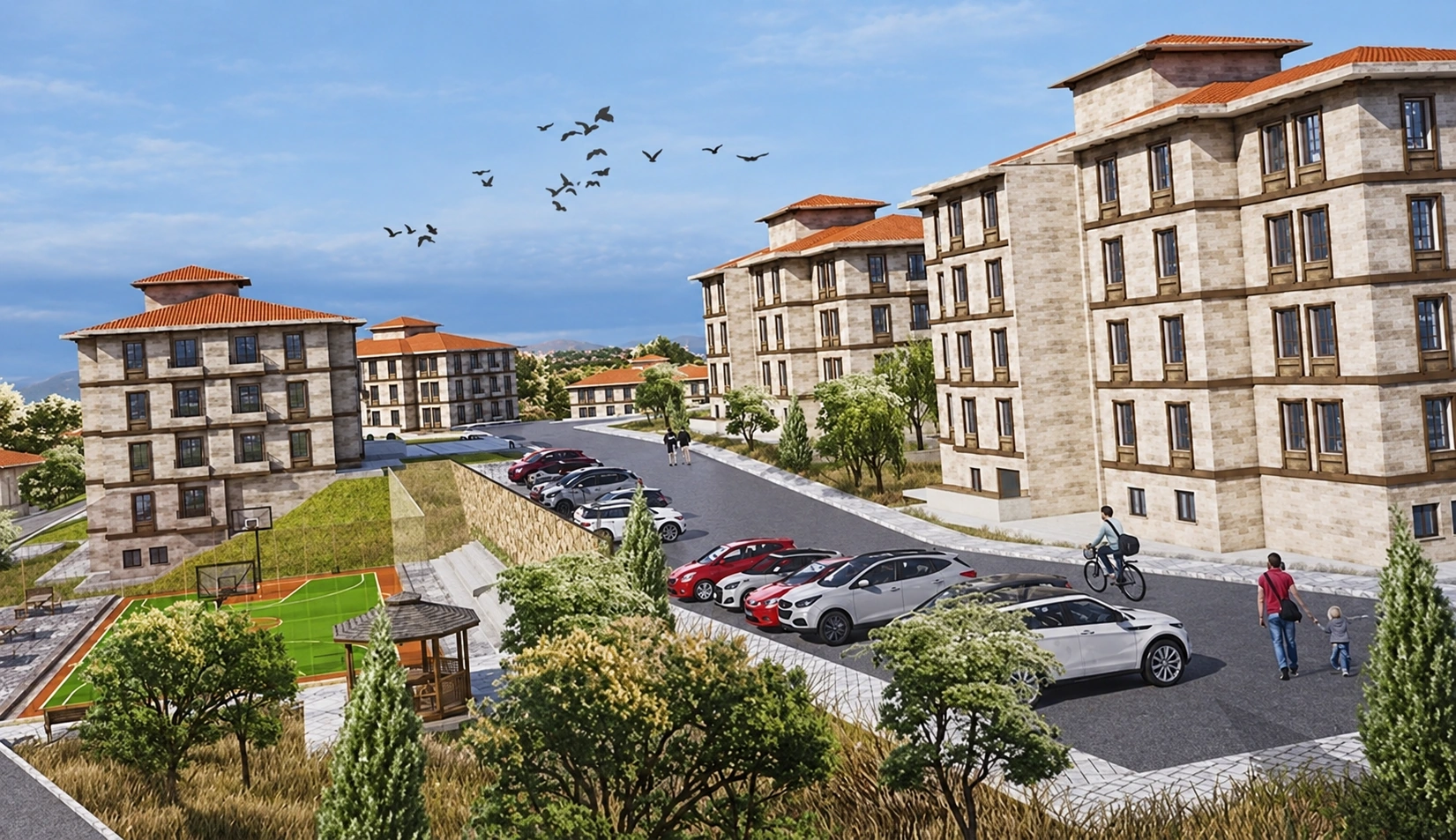 Yapay zekâ ile iyileştirilmiş proje görseli Avanos konut projesi mimari görselleştirmesi